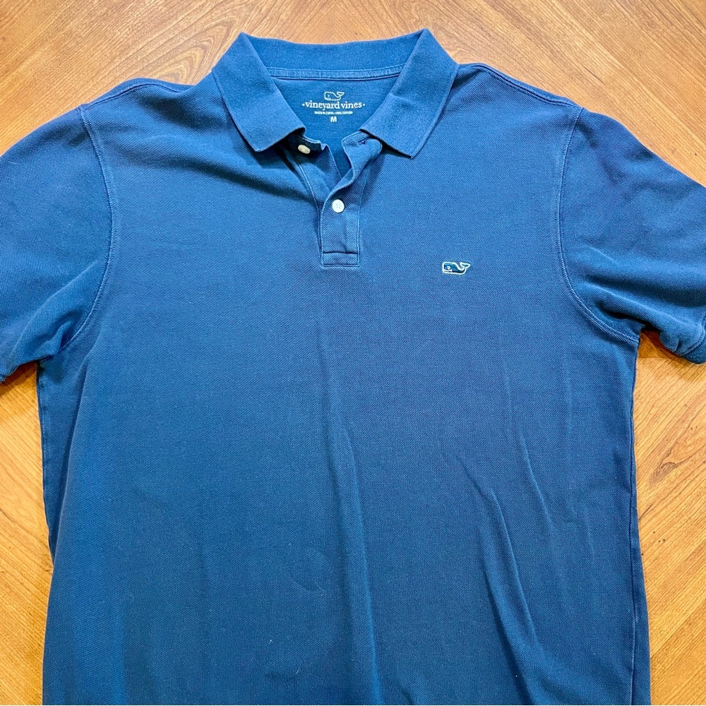 Vineyard Vines Navy Polo Shirt Mens Medium Shirt Collared Logo 100% Cotton